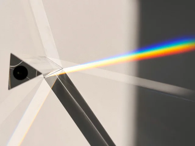 ein Prisma spiegelt das Sonnenlicht und zerlegt es in seine farblichen Einzelteile