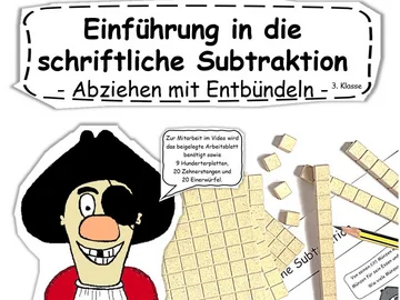 Illustration: Einführung in die schriftliche Substraktion.