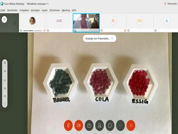 Digitales Lehr-Lern-Labor: Rotkohlsaft in Bubble-Tea-Bällchen lässt sich als pH-Wert-Indikator einsetzen. Foto: Pädagogische Hochschule Karlsruhe
