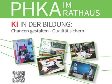 Plakat von PHKA im Rathaus mit vier kleinen Bildern, dem Titel der Veranstaltung und den Daten