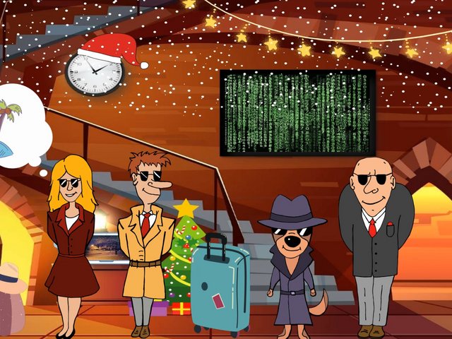 Ob die Agenten wirklich im Urlaub ausspannen können? Beim Online-Adventskalender www.krypto-im-advent.de heißt es miträtseln und gewinnen. Bild: Krypto im Advent