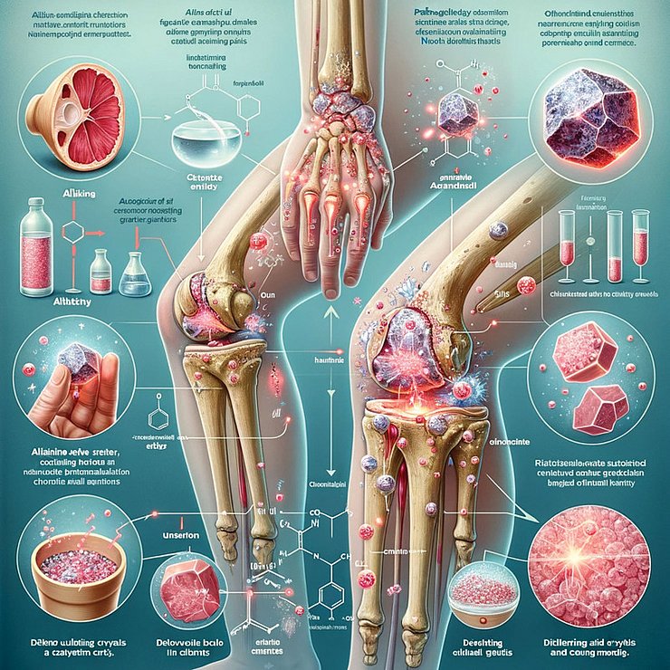 Eine anatomische Darstellung zweier menschlicher Knie mit medizinischen mit Bildern versehenen Erklärungen